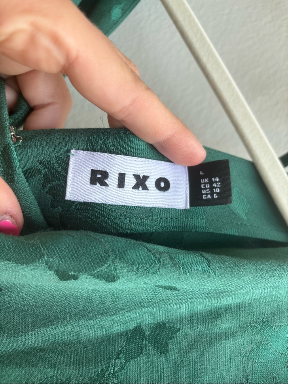 RIXO "Ginger" Emerald Green Floral Jacquard Midi Dress | Size L (US 10) - Picture 4 of 7